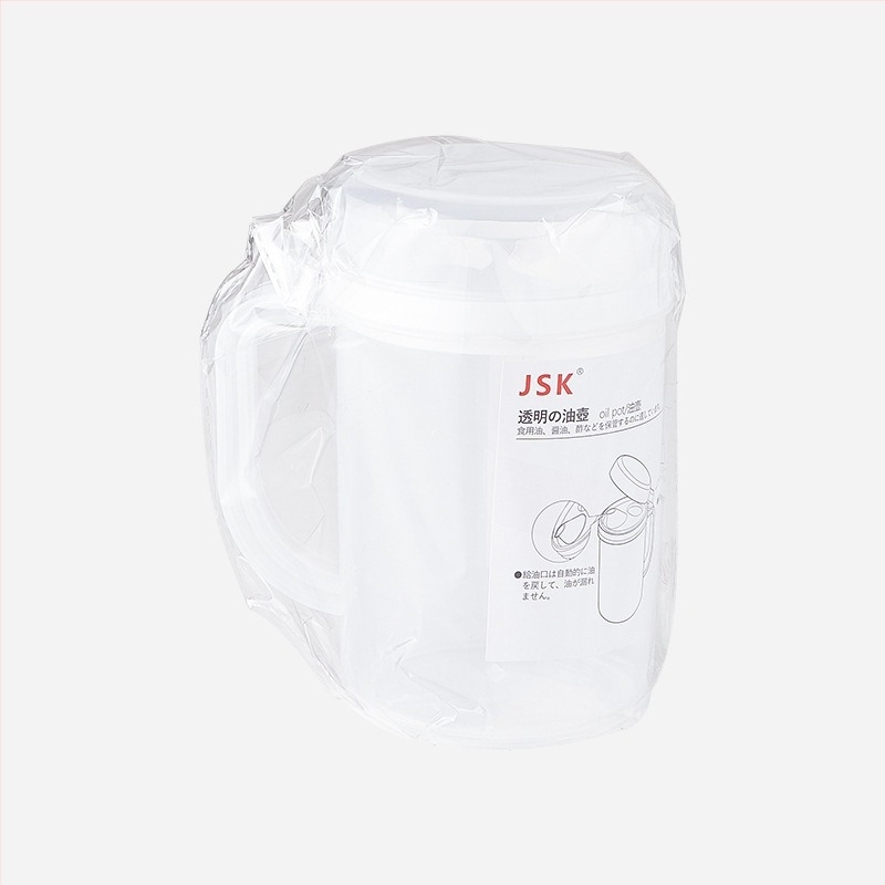 JSK recipient transparent din plastic, 650 ml, pentru ulei, oțet și condimente, cu capac cu deschidere și închidere automată