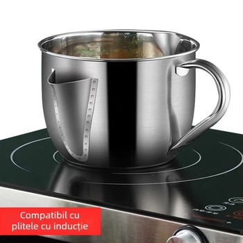 Oală din oțel inoxidabil 304 pentru filtrarea uleiului acasă, separator de ulei pentru supă, filtru de ulei bucătărie