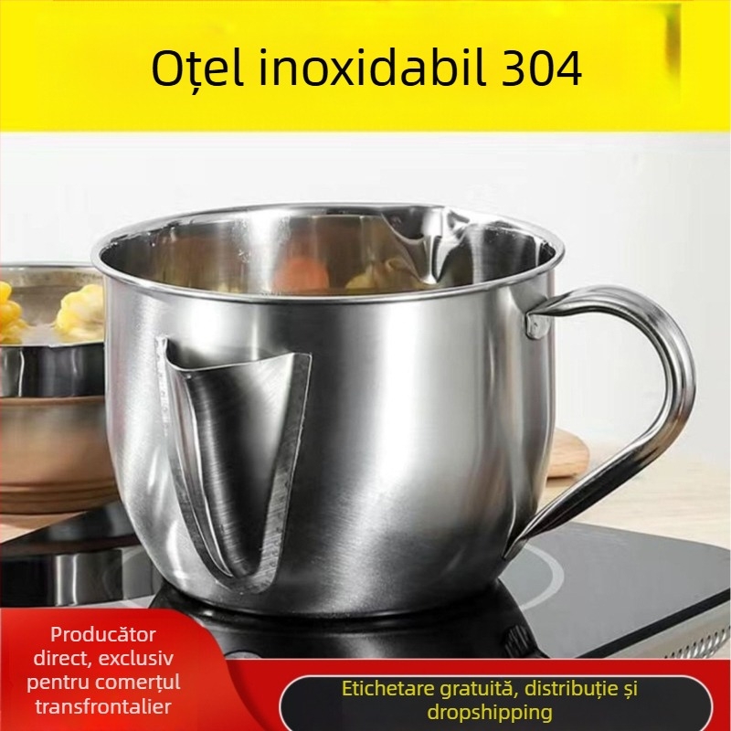 Oală din oțel inoxidabil 304 pentru filtrarea uleiului acasă, separator de ulei pentru supă, filtru de ulei bucătărie