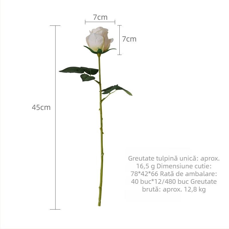 Floare din mătase, cu tulpina unică, trandafir francez, pentru accesorii de fotografie și decor de nuntă