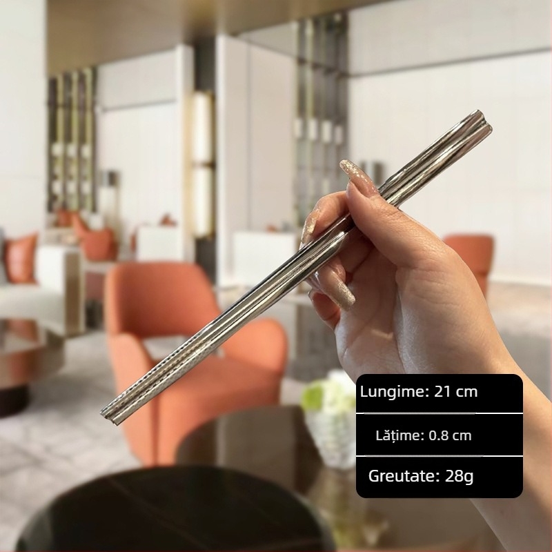 Bețișoare din oțel inoxidabil 304, pătrate, rezistente la temperaturi înalte, antiderapante, pentru uz casnic, hoteluri și restaurante, imprimare logo disponibilă
