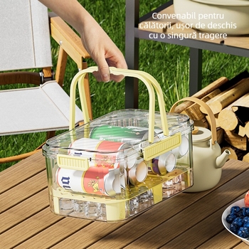 Recipient portabil pentru menținerea prospețimii alimentelor, sigilat, pentru birou, picnic și activități în aer liber, capacitate mare, material PET