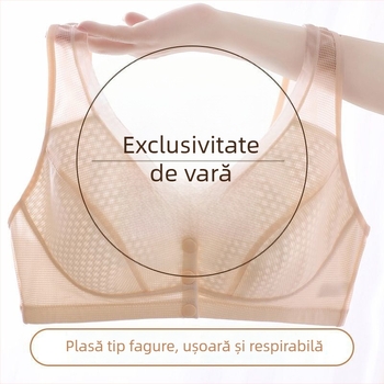 Sutien fără fir, cu închidere frontală, stil vestă, respirabil, pentru femei de vârstă mijlocie și înaintată, confortabil, anti-lăsare a sânilor, ușor