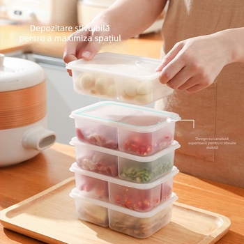 Cutie pentru conservare a alimentelor în frigider, recipient etanș pentru carne, ceapă verde, ghimbir și usturoi, cu compartimente