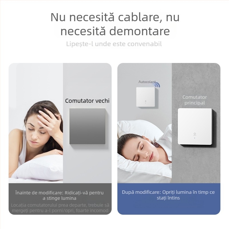 Intrerupător inteligent wireless pentru uz casnic, control dual și multiplu, fără cabluri, control la distanță, atașare facilă