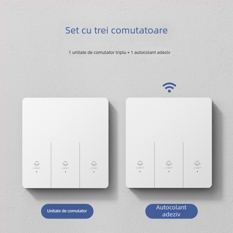 Intrerupător inteligent wireless pentru uz casnic, control dual și multiplu, fără cabluri, control la distanță, atașare facilă