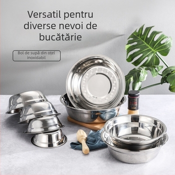 Castron de bucătărie din oțel inoxidabil, îngroșat, cu margini adânci, pentru supă, orez, legume, bătut ouă și frământat aluat