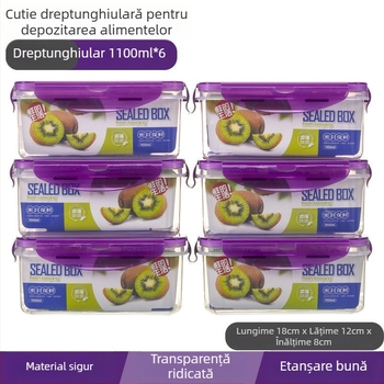 Recipient dreptunghiular cu capac, capacitate mare, etanș, pentru congelator, transparent, îngroșat