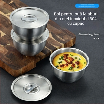 304 oțel inoxidabil – bol pentru ou fiert la abur, gros, rotund, diametrul 11–11,9 cm, finisaj mat, potrivit pentru copii și adulți