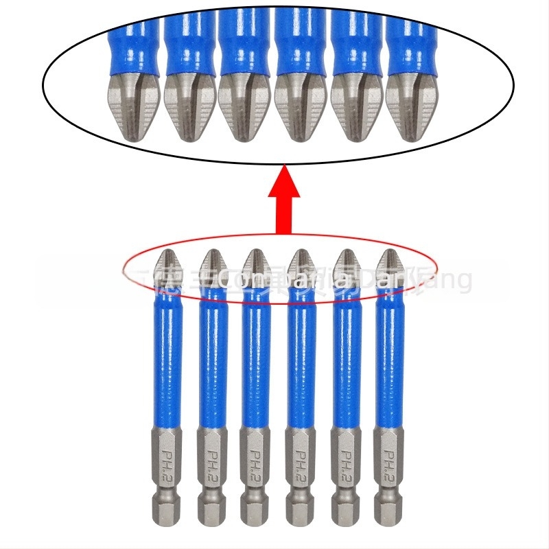 Bit S2 anti-alunecare pentru șurubelnițe electrice și pneumatice, cruce PH2, magnetic, duritate înaltă, 25–150 mm
