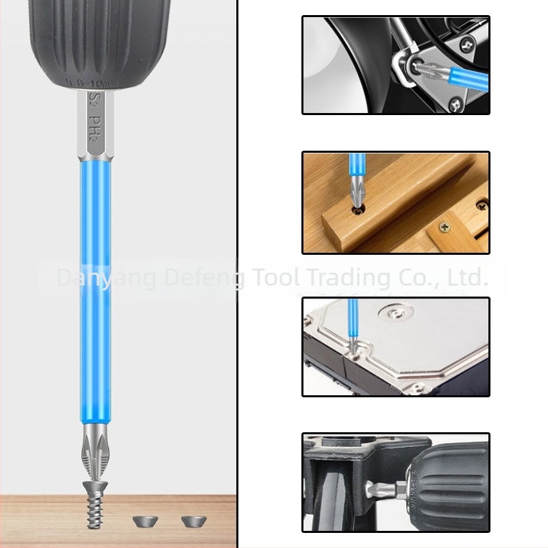 Bit S2 anti-alunecare pentru șurubelnițe electrice și pneumatice, cruce PH2, magnetic, duritate înaltă, 25–150 mm