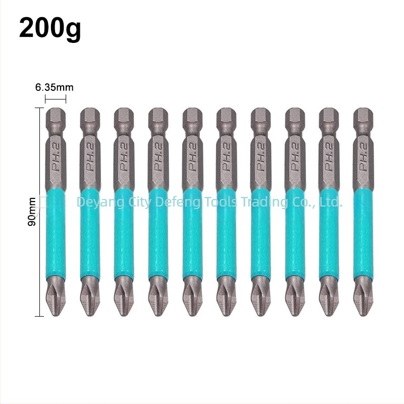 Bit S2 anti-alunecare pentru șurubelnițe electrice și pneumatice, cruce PH2, magnetic, duritate înaltă, 25–150 mm