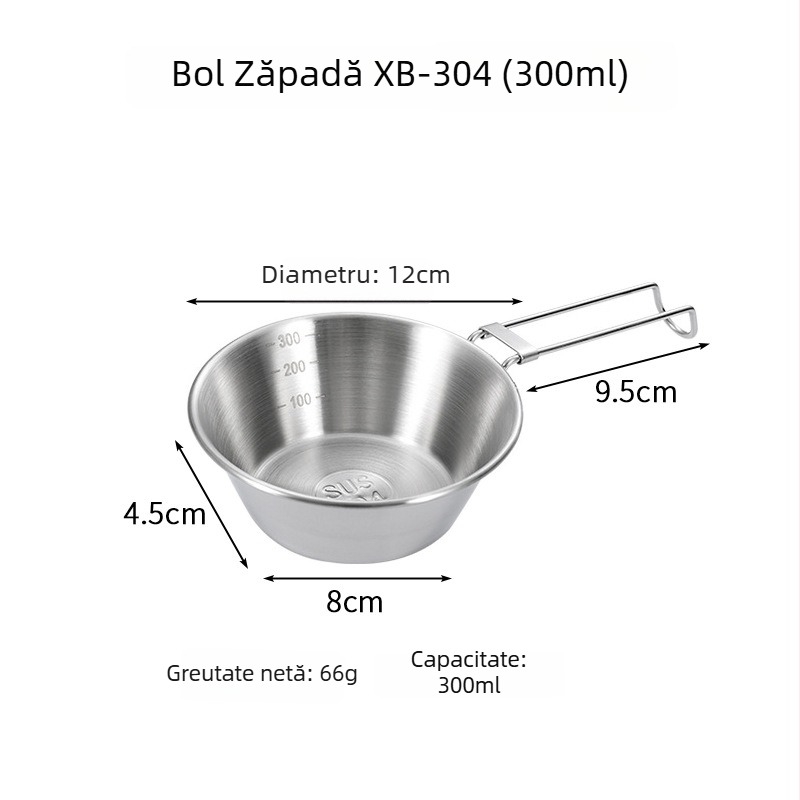 Bol de salată din oțel inoxidabil 304, vas circular pentru mese, design minimalist modern, bol pentru picnic și condimente, diametru 12–12,9 cm sau 14–14,9 cm