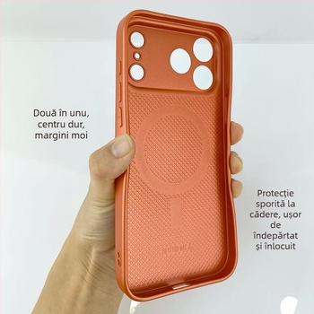 Carcasă TPU pentru iPhone 17 Pro cu fereastră mare, magnet 2 în 1, margine moale cu caneluri