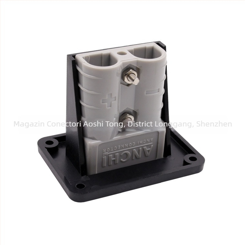 Conector bipolar cu bază fixă, 50A/120A, 600V, cu capac și mufă de încărcare, compatibil cu Anderson