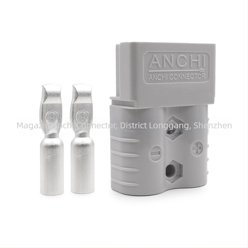 Conector bipolar cu bază fixă, 50A/120A, 600V, cu capac și mufă de încărcare, compatibil cu Anderson