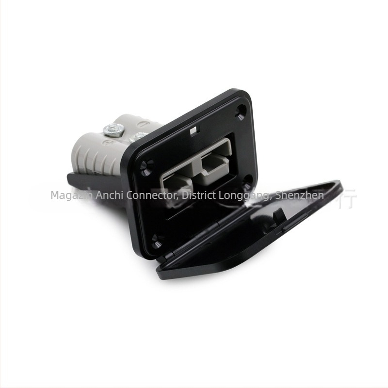 Conector bipolar cu bază fixă, 50A/120A, 600V, cu capac și mufă de încărcare, compatibil cu Anderson