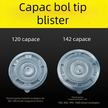Capac circular din plastic pentru bol, de unică folosință, uz comercial, cu pereți îngroșați, pentru ambalare take-away