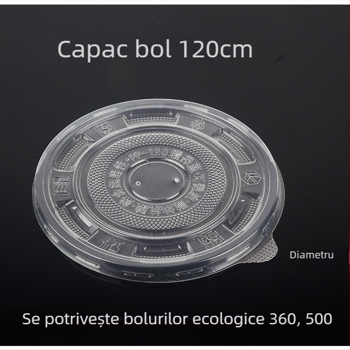 Capac circular din plastic pentru bol, de unică folosință, uz comercial, cu pereți îngroșați, pentru ambalare take-away
