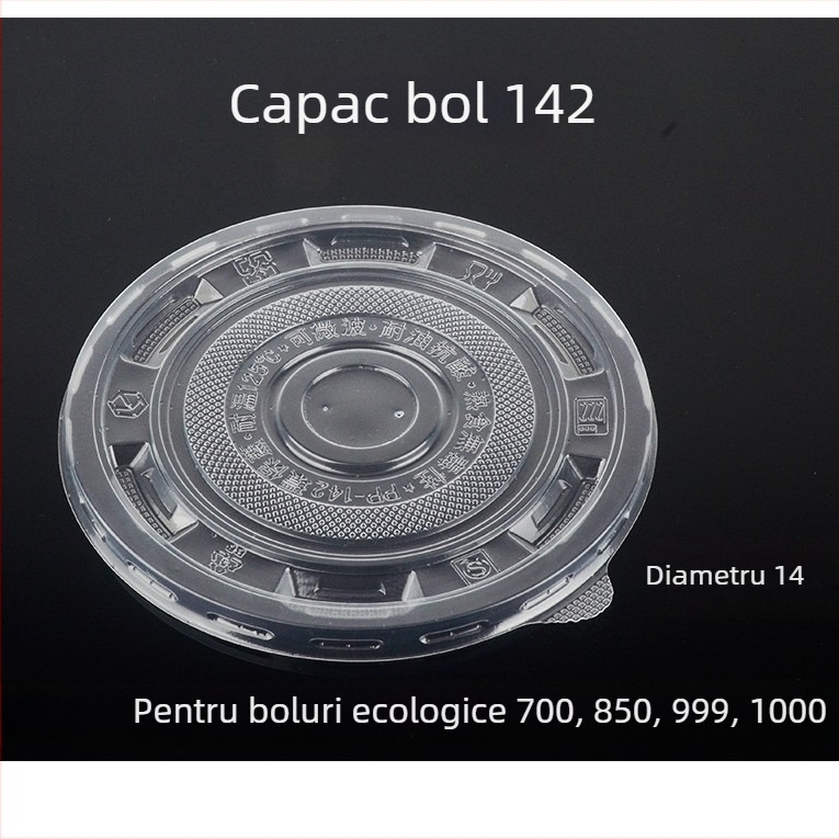 Capac circular din plastic pentru bol, de unică folosință, uz comercial, cu pereți îngroșați, pentru ambalare take-away