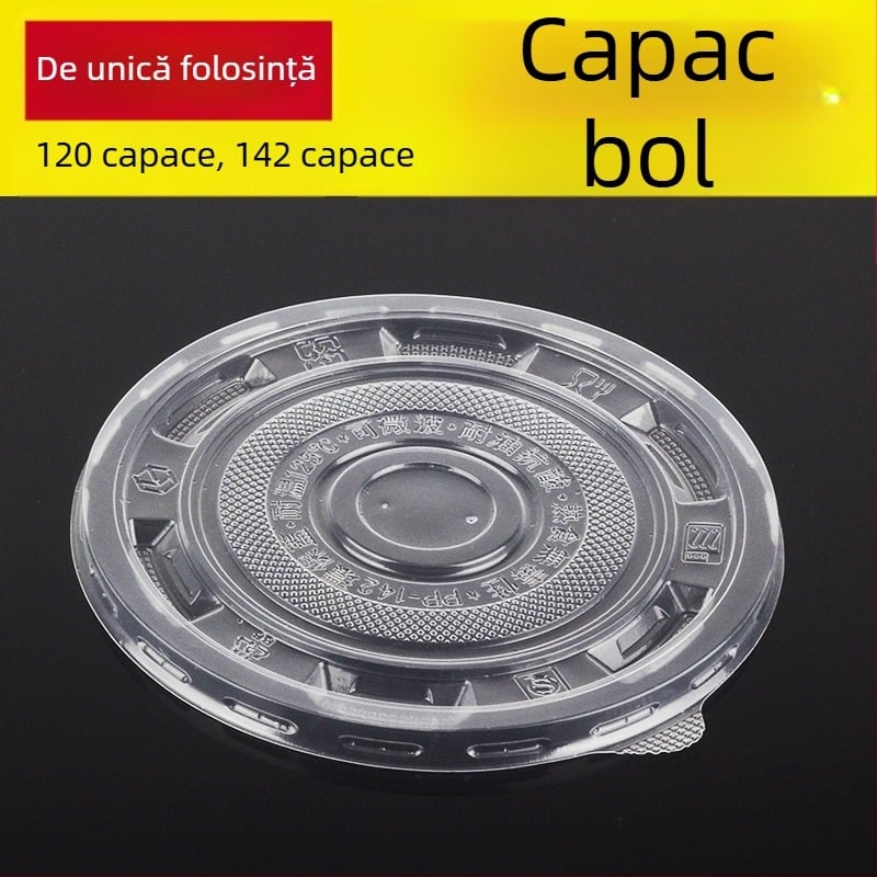 Capac circular din plastic pentru bol, de unică folosință, uz comercial, cu pereți îngroșați, pentru ambalare take-away