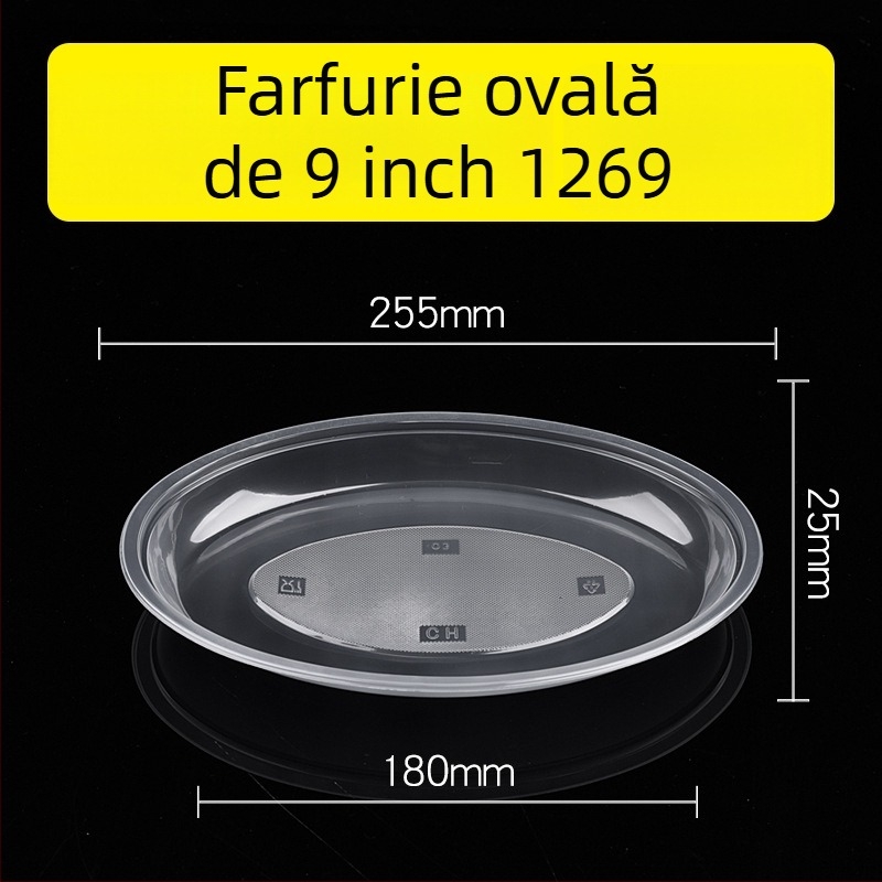Farfurii de unică folosință din plastic, rotunde și ovale, PP îngroșat, pentru grătar, fructe, picnic, banchet și deserturi