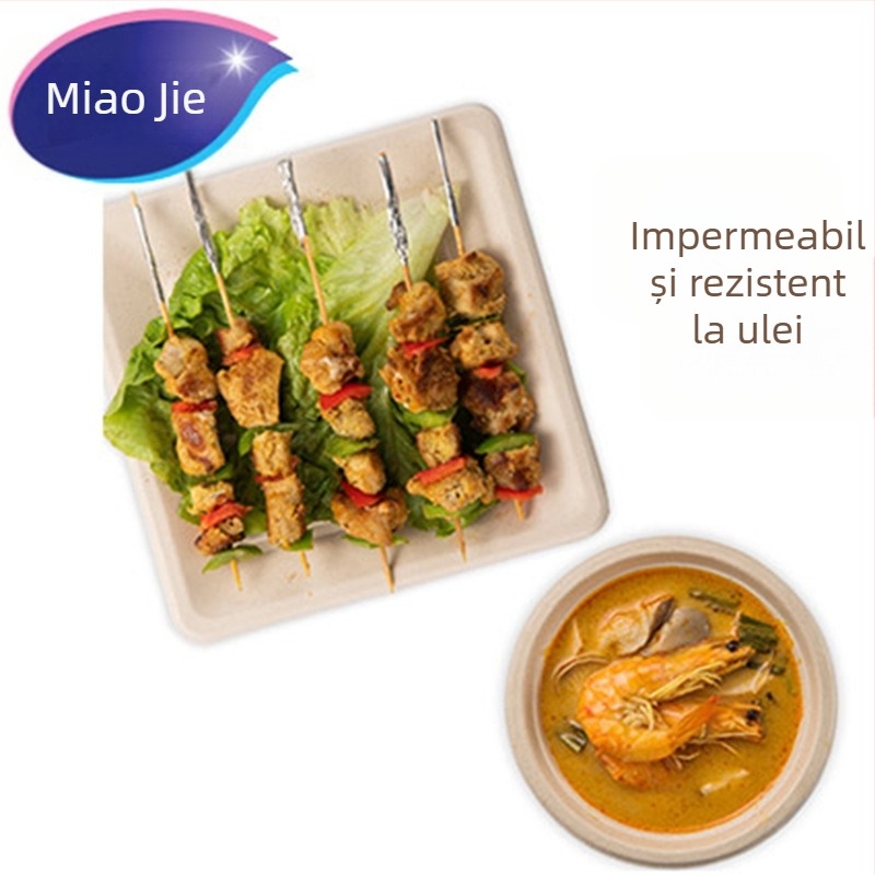 Miaojie set de farfurii și boluri din plastic, de unică folosință, capacitate 320 ml, rotunde, culoare uni, farfurie pentru fructe pentru picnic și grătar