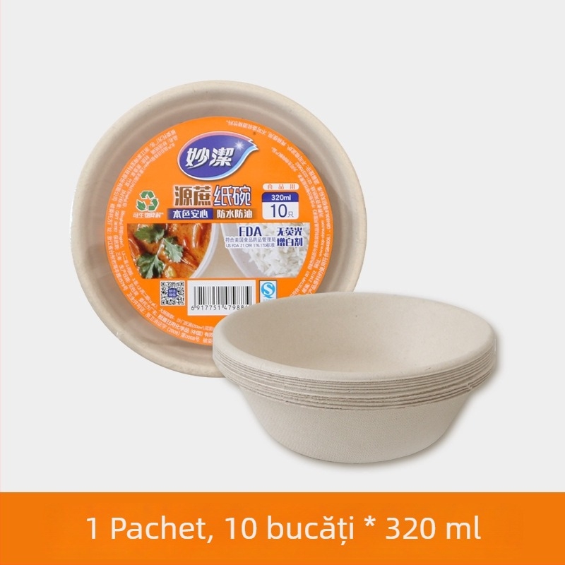 Miaojie set de farfurii și boluri din plastic, de unică folosință, capacitate 320 ml, rotunde, culoare uni, farfurie pentru fructe pentru picnic și grătar