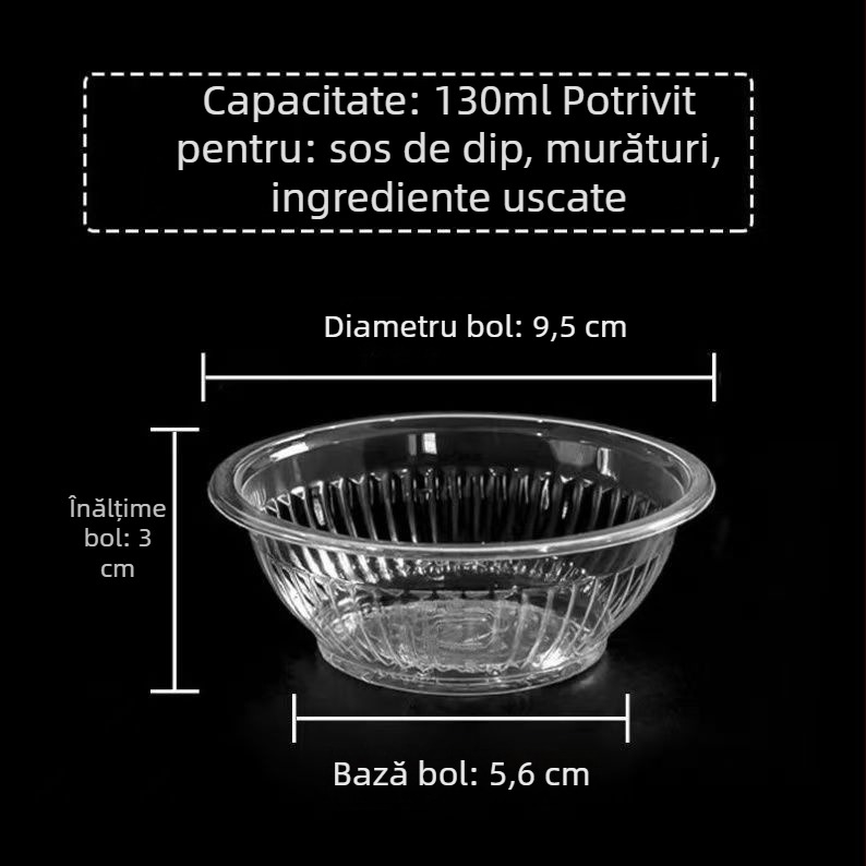 Vas plastic de unică folosință, 130 ml, pentru sosuri de hot pot, sos de înmuiere, condimente pentru gyoza, oțet și sos de soia.