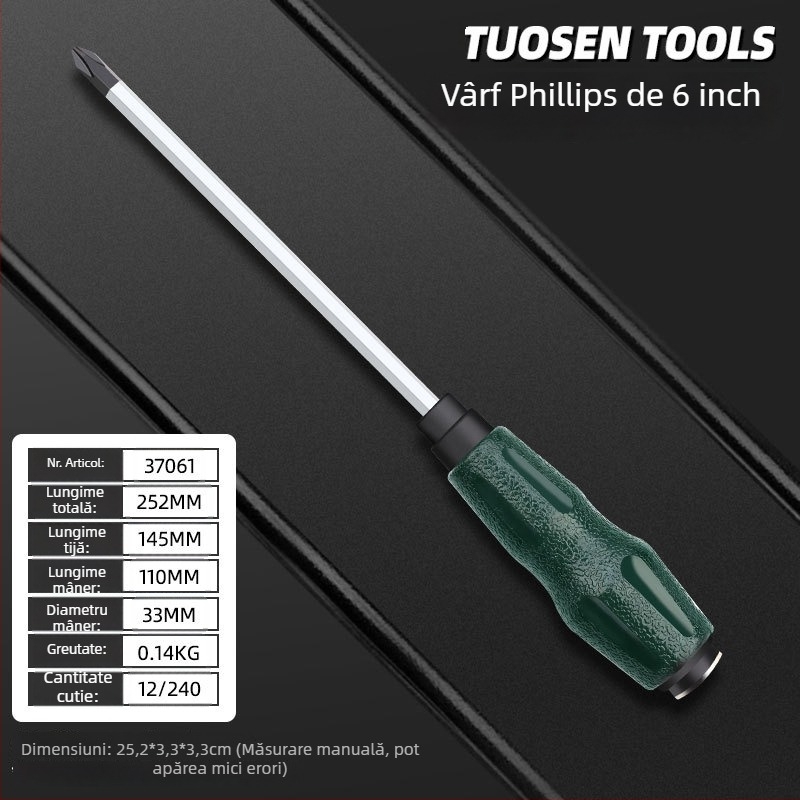 Topson șurubelnițe magnetizate izolate, Phillips și cu cap plat, de 5 inch