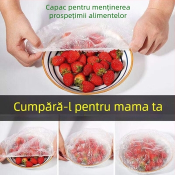 Capac elastic de conservare, gură elastică, grosime mărită, pentru bucătărie și frigider, potrivit pentru resturi în boluri și farfurii, din material alimentar