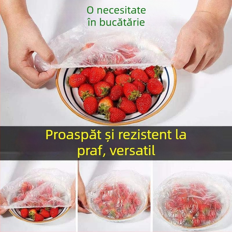 Capac elastic de conservare, gură elastică, grosime mărită, pentru bucătărie și frigider, potrivit pentru resturi în boluri și farfurii, din material alimentar