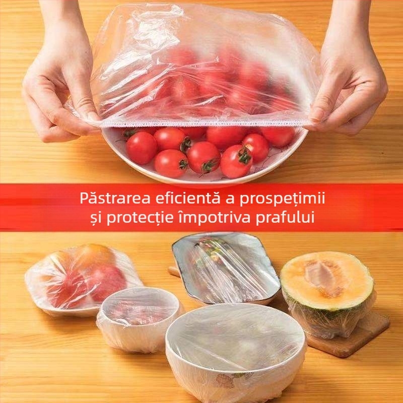 Capac elastic de conservare, gură elastică, grosime mărită, pentru bucătărie și frigider, potrivit pentru resturi în boluri și farfurii, din material alimentar