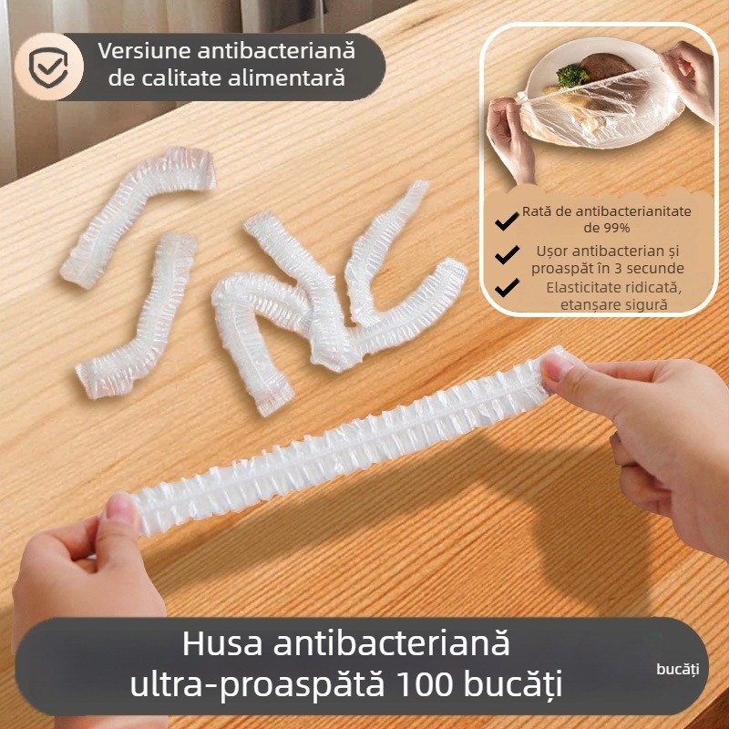 Capac elastic de conservare, gură elastică, grosime mărită, pentru bucătărie și frigider, potrivit pentru resturi în boluri și farfurii, din material alimentar