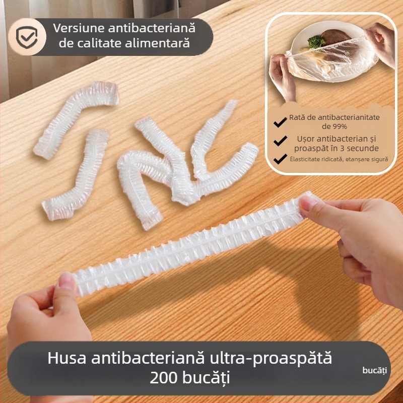 Capac elastic de conservare, gură elastică, grosime mărită, pentru bucătărie și frigider, potrivit pentru resturi în boluri și farfurii, din material alimentar