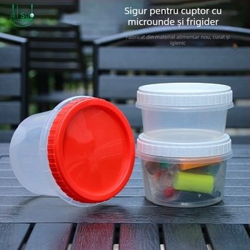 Bol circular de unica folosinta pentru supa, capac rasucitor, recipient plastic transparent pentru livrare