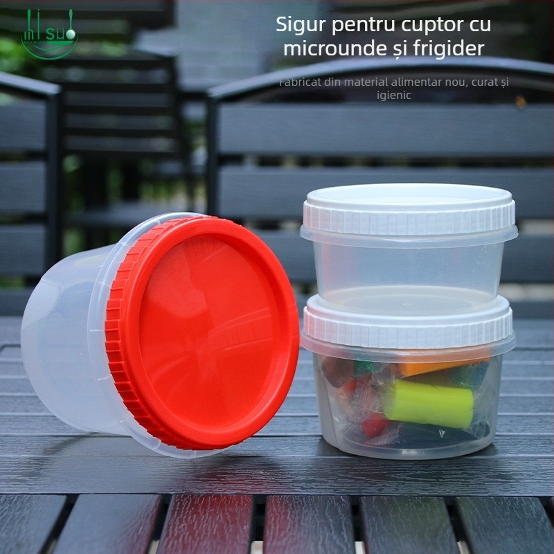Bol circular de unica folosinta pentru supa, capac rasucitor, recipient plastic transparent pentru livrare