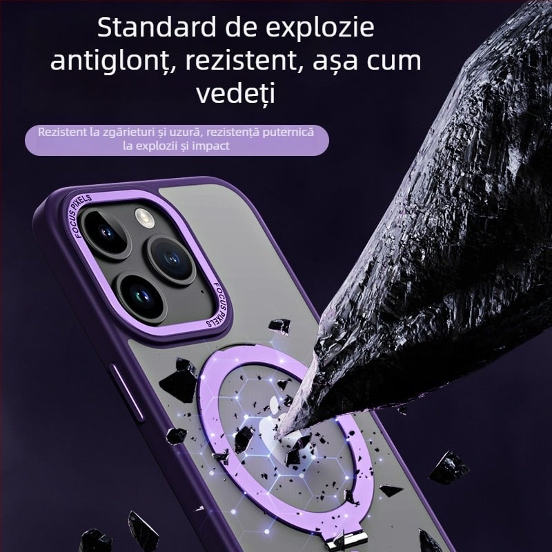 Carcasă TPU pentru iPhone cu suport magnetic și suport invizibil, fulcru transparent, personalizabilă