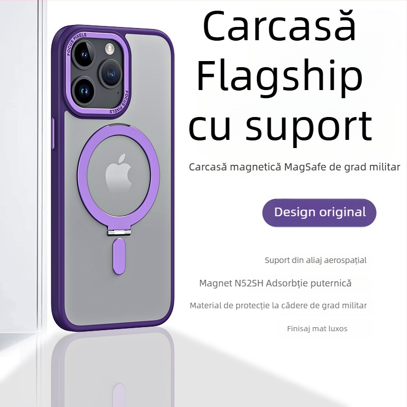 Carcasă TPU pentru iPhone cu suport magnetic și suport invizibil, fulcru transparent, personalizabilă