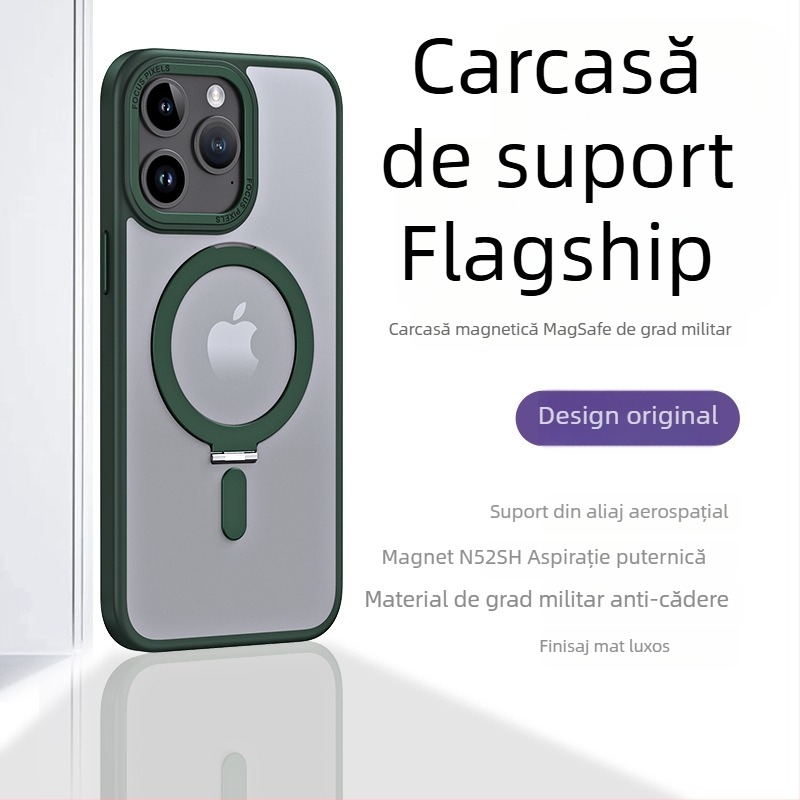 Carcasă TPU pentru iPhone cu suport magnetic și suport invizibil, fulcru transparent, personalizabilă