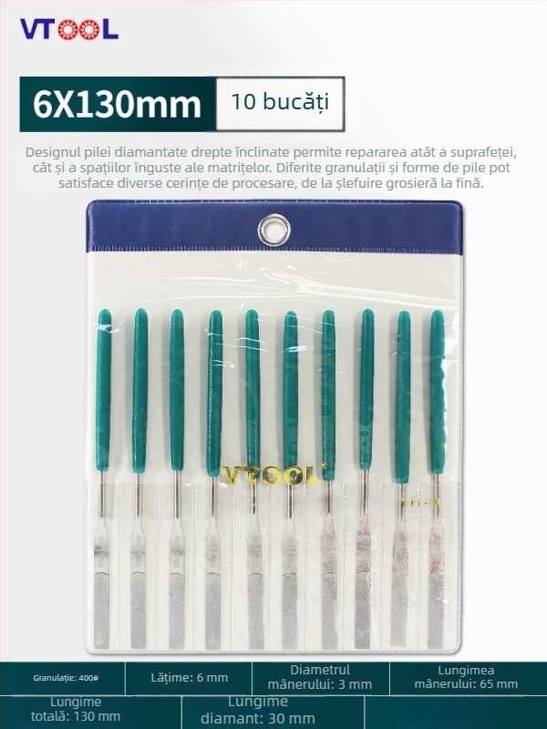 VTOOL set mic de fișiere din aliaj de diamant, forme variate, finisare fină, fișier plat înclinant mic PTF-10
