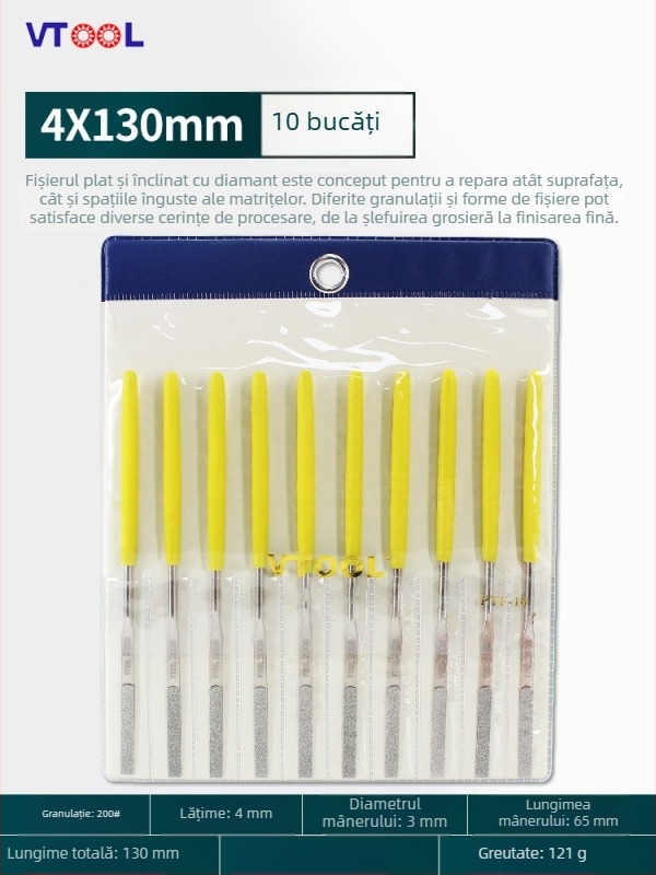 VTOOL set mic de fișiere din aliaj de diamant, forme variate, finisare fină, fișier plat înclinant mic PTF-10