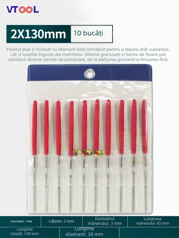 VTOOL set mic de fișiere din aliaj de diamant, forme variate, finisare fină, fișier plat înclinant mic PTF-10