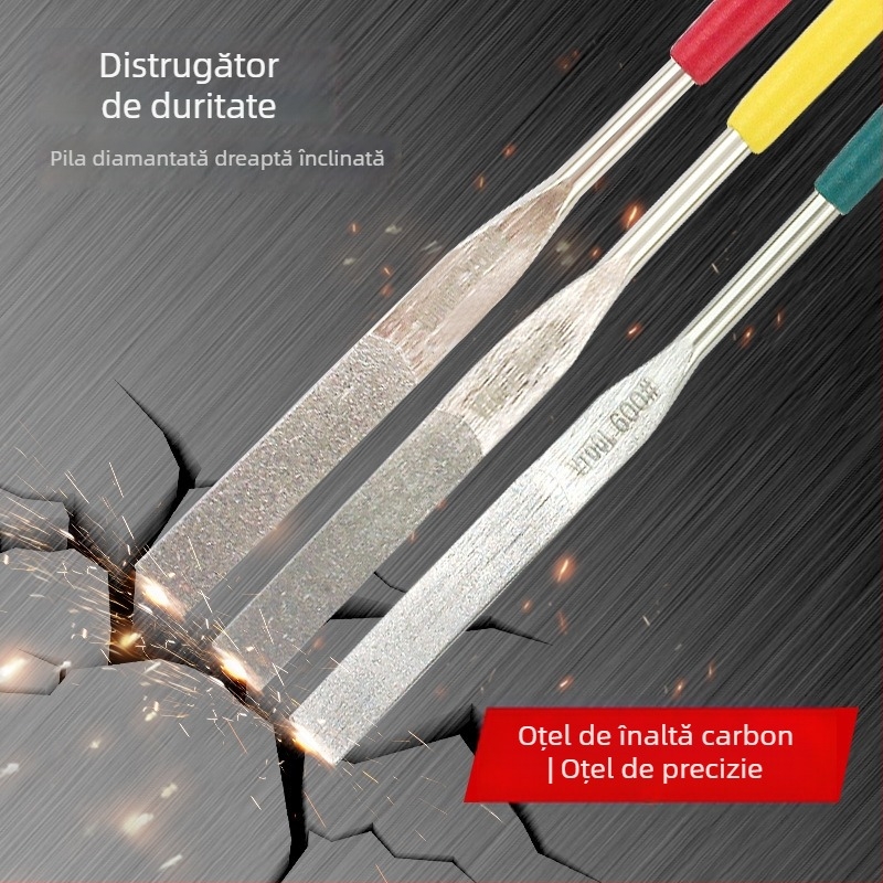 VTOOL set mic de fișiere din aliaj de diamant, forme variate, finisare fină, fișier plat înclinant mic PTF-10