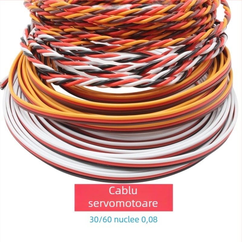 Cablu de extensie pentru servomotor, 3P, negru, roșu, alb, maro, roșu, portocaliu, din cablu răsucit, rezistent la abraziune și impermeabil, 60 nuclee și 30 nuclee