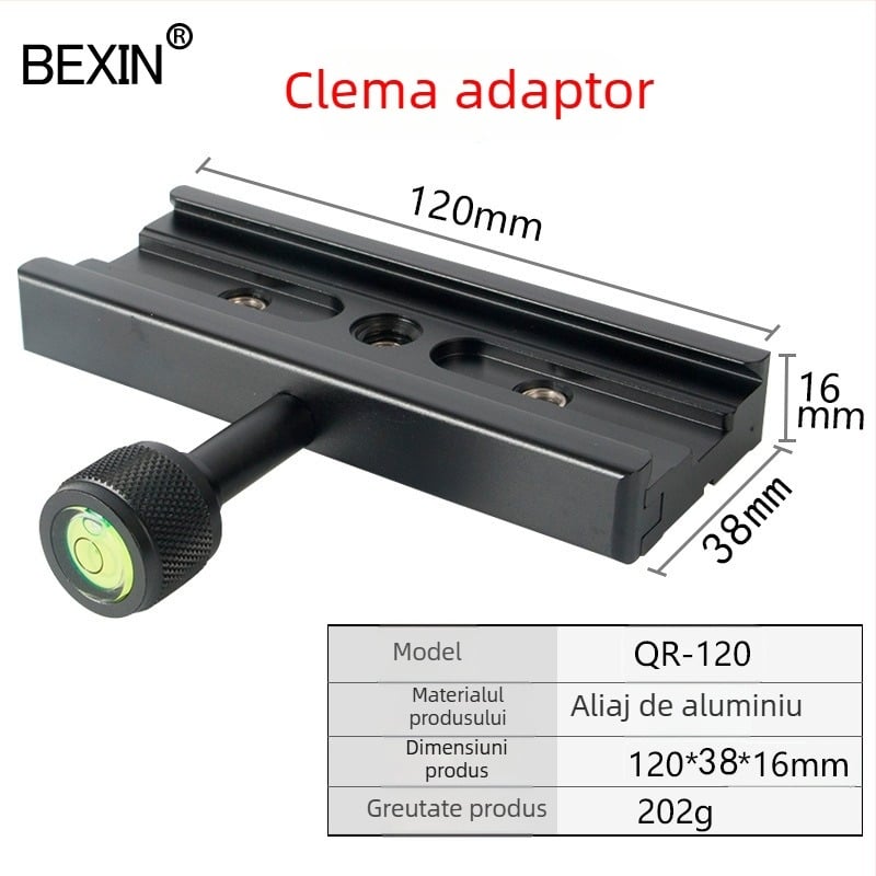 QR-120 Placă extinsă cu eliberare rapidă – adaptor/prindere pentru baza de trepied DSLR