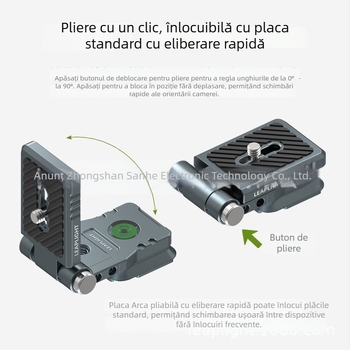 Suport L pliabil pentru cameră mirrorless cu încadrare verticală, compatibil cu stabilizatorul DJI RS3, placă de eliberare rapidă pentru capul trepiedului