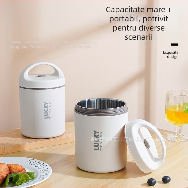 Cutie termică din oțel inoxidabil 304, vas portabil mic, capacitate 1 L pentru supă și terci