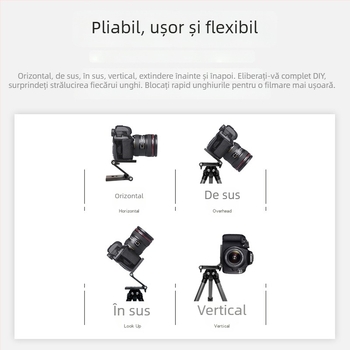 Trepied de birou pliabil în formă de Z, blocare rapidă, pentru telefoane, camere DSLR și slider pentru streaming live și filmare