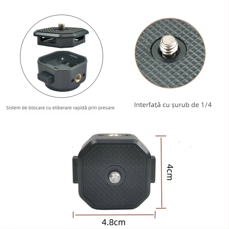 Placă universală de eliberare rapidă și clemă pentru camere mirrorless, cap de trepied